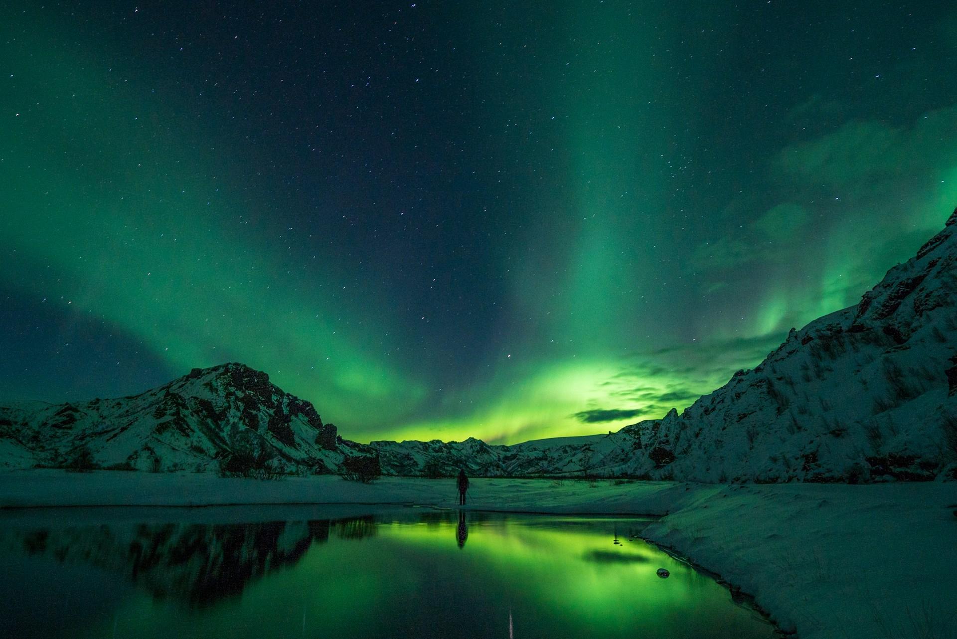 The Northern Lights in Greenland background